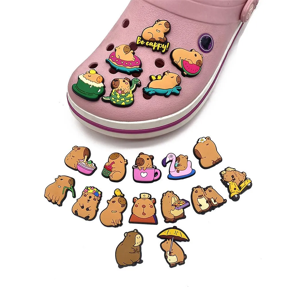 20 Pcs/set Cartoon Capybara Croc Shoes Charms For Crocs Clog Sandals Decoration Accessories