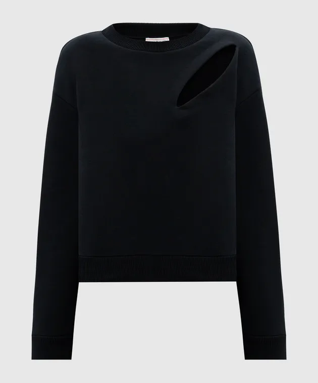 Alexander McQueen Black sweatshirt with a figured neckline