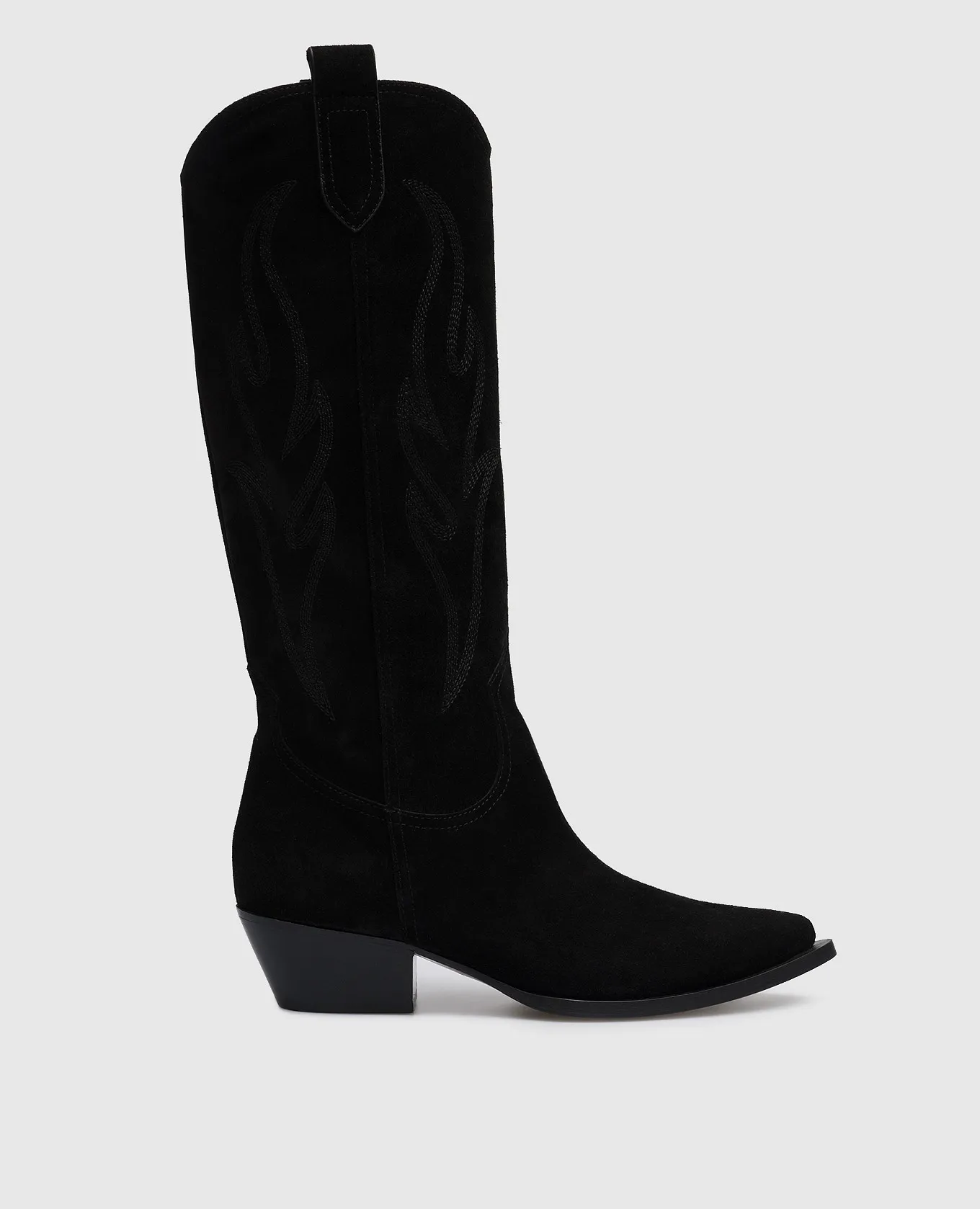 Babe Pay Pls Black suede Dallas boots with embroidery
