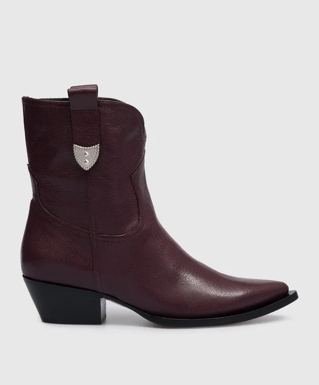 Babe Pay Pls Paris purple leather boots with metal details