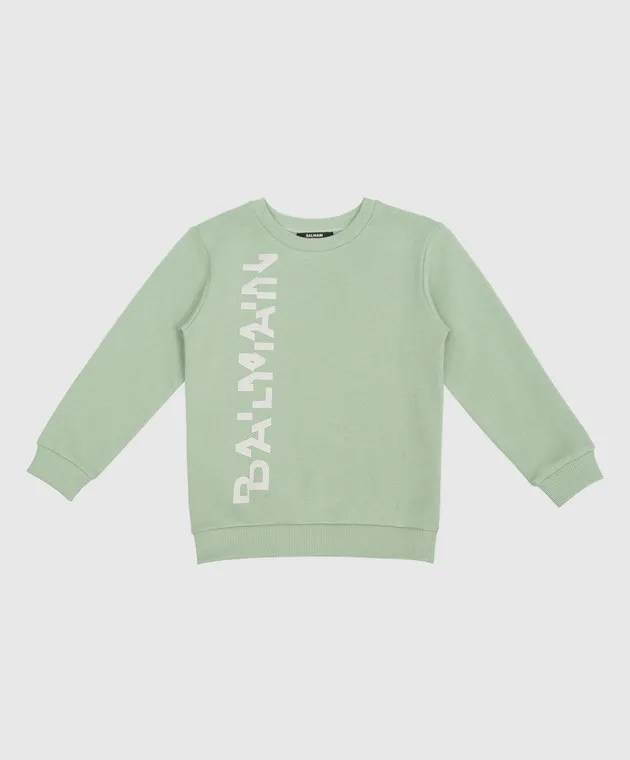 Balmain Children's green sweatshirt with a logo