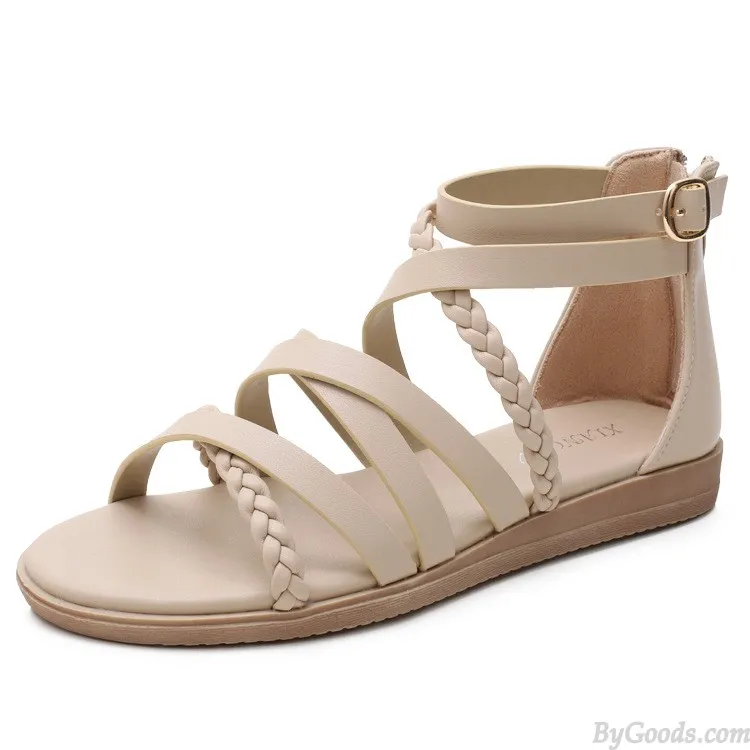 Bohemia Flats Flip Flops Ankle Walking Strap Comfort Walking Shoes T-Strap Open Toe Dressy Summer Beach Gladiator Sandals