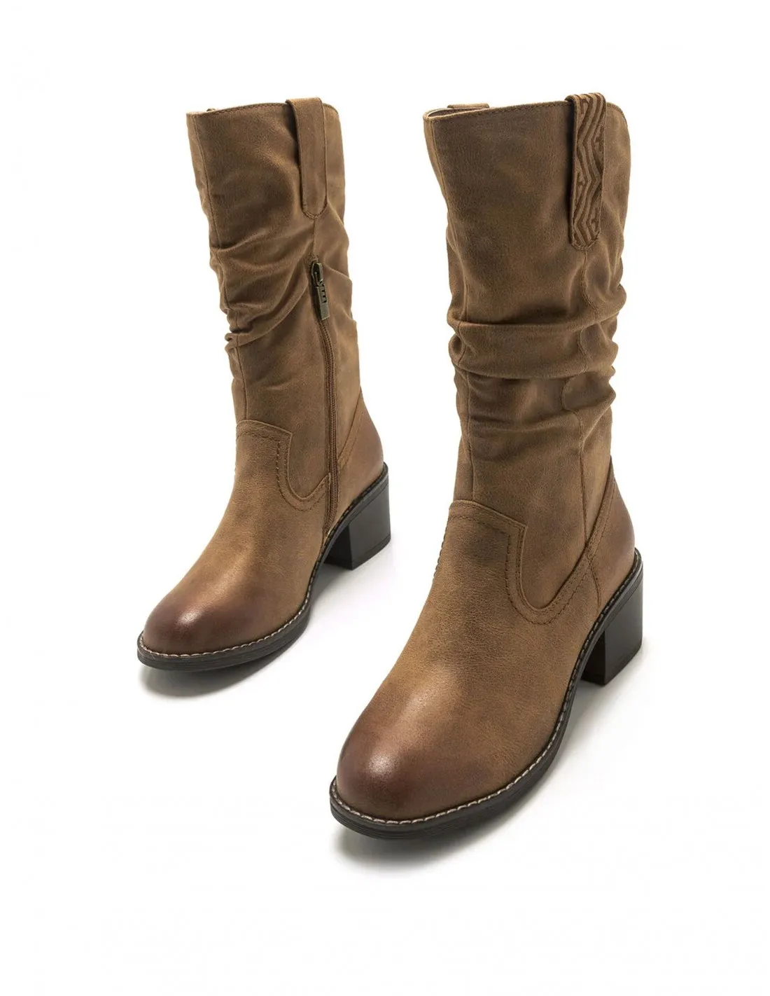 Botas Caña Arrugada Cuero MUSTANG