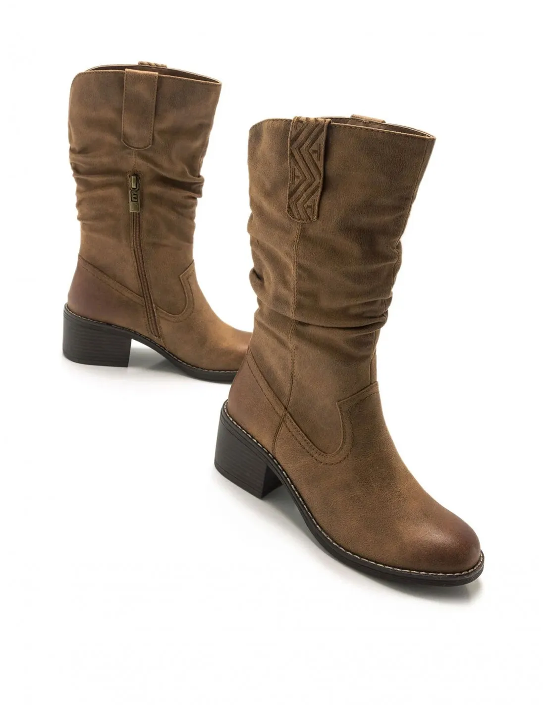 Botas Caña Arrugada Cuero MUSTANG