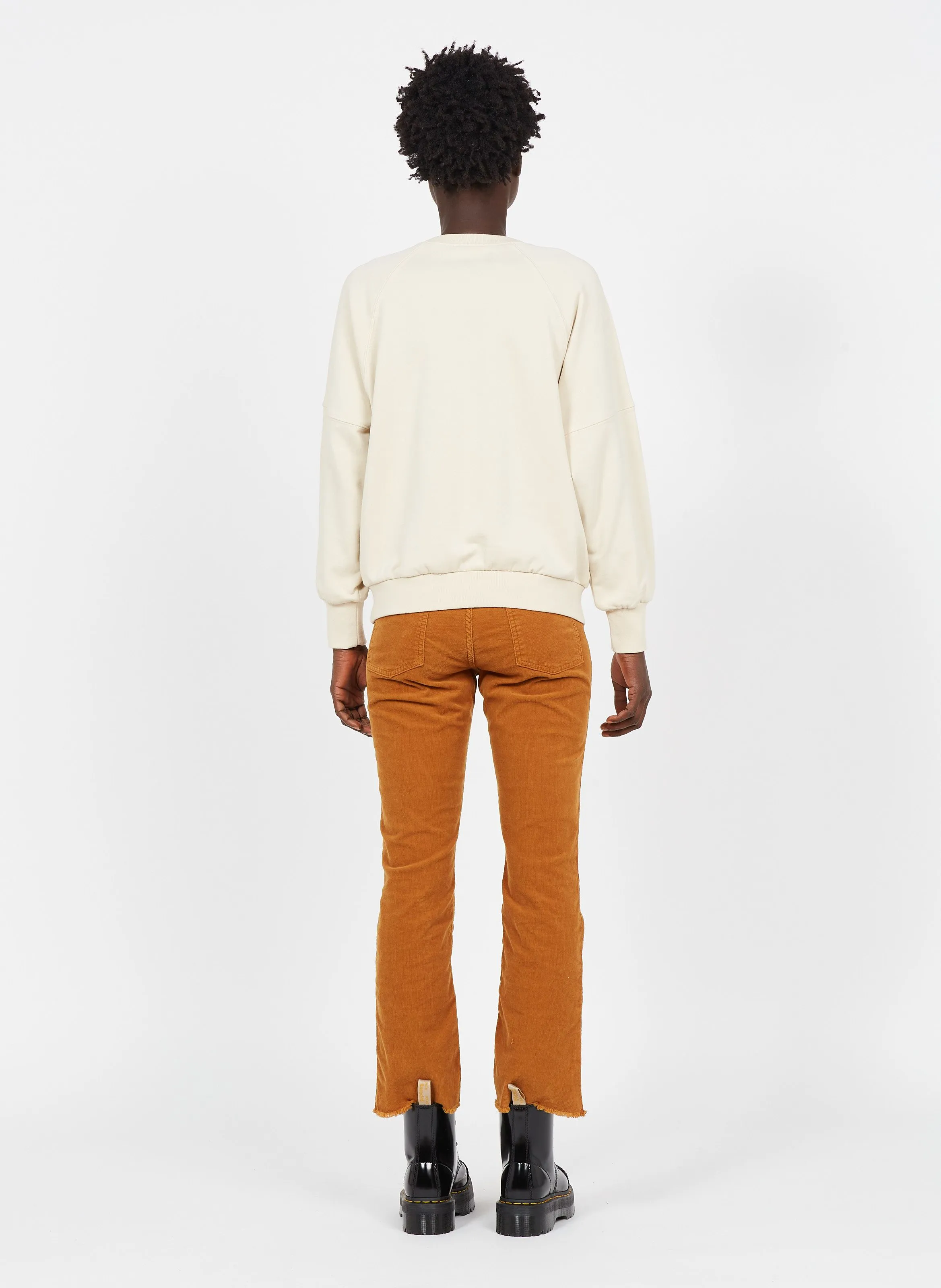 GILLES - Sudadera de mezcla de algodón bordada con cuello redondo en beige
