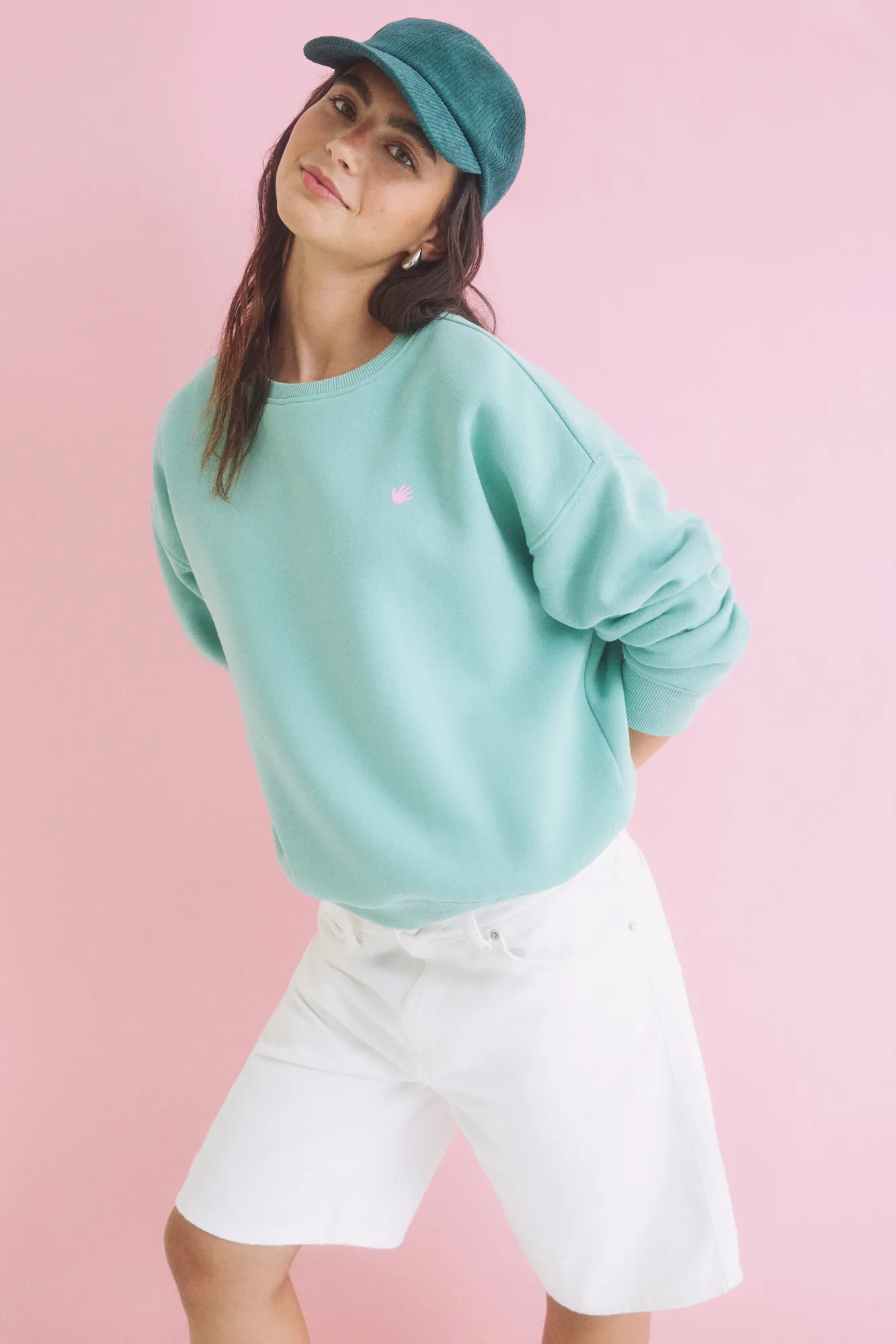 HI&BYE Sudadera felpa verde logo