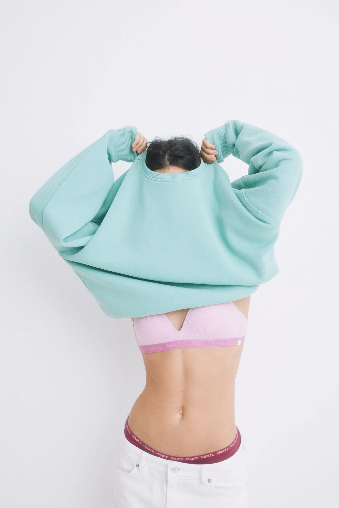 HI&BYE Sudadera felpa verde logo