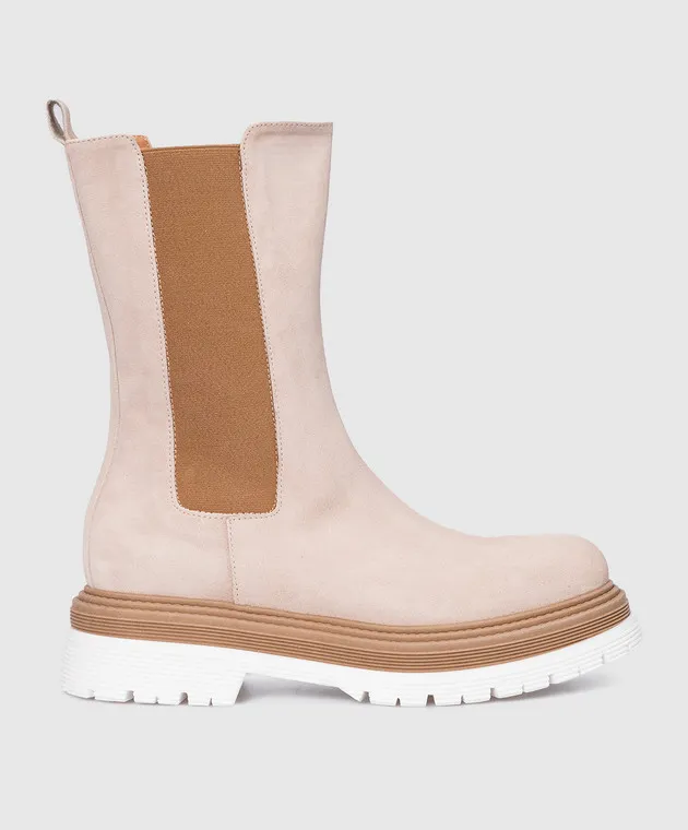 Laura Bellariva Light Beige Suede Chelsea Boots