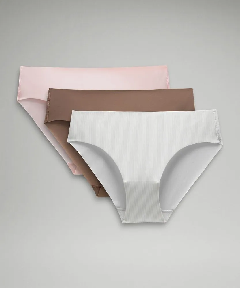 Lululemon Braga InvisiWear de corte bikini de talle medio - pack de 3 - Rayas Blancos | KJ55-H4KE