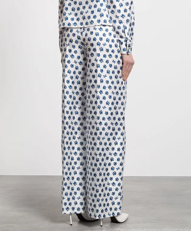 Max Mara White ANVERSA printed silk pants