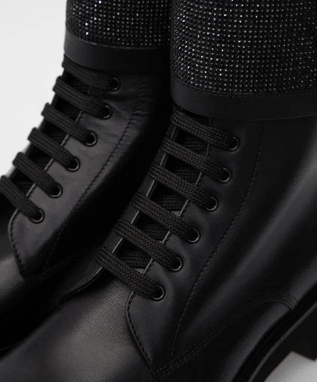 MYM Black leather Isiah boots with crystals