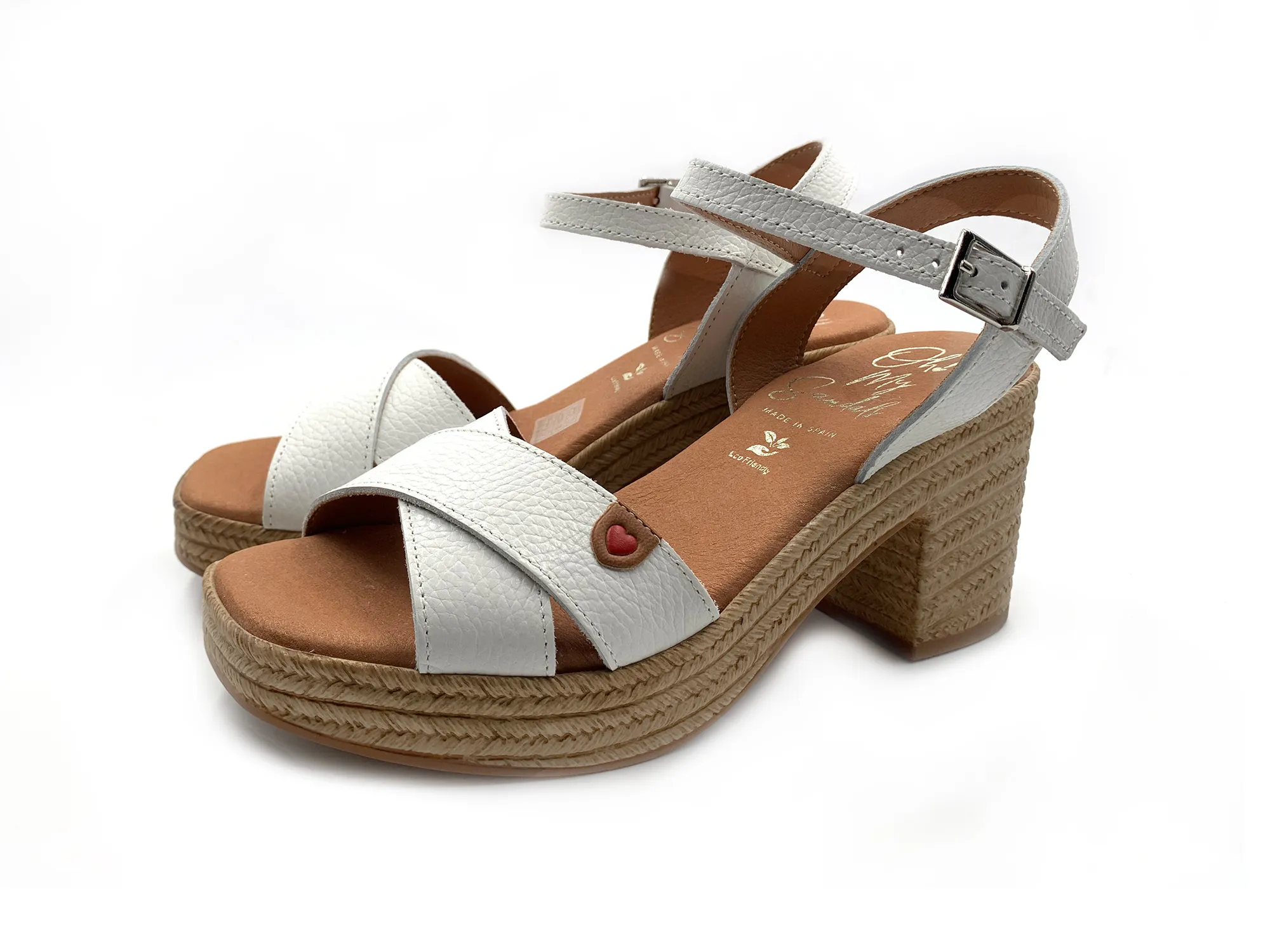 Oh My Sandals 5466 Sandalia Piel Blanco Tacón 7 Mujer