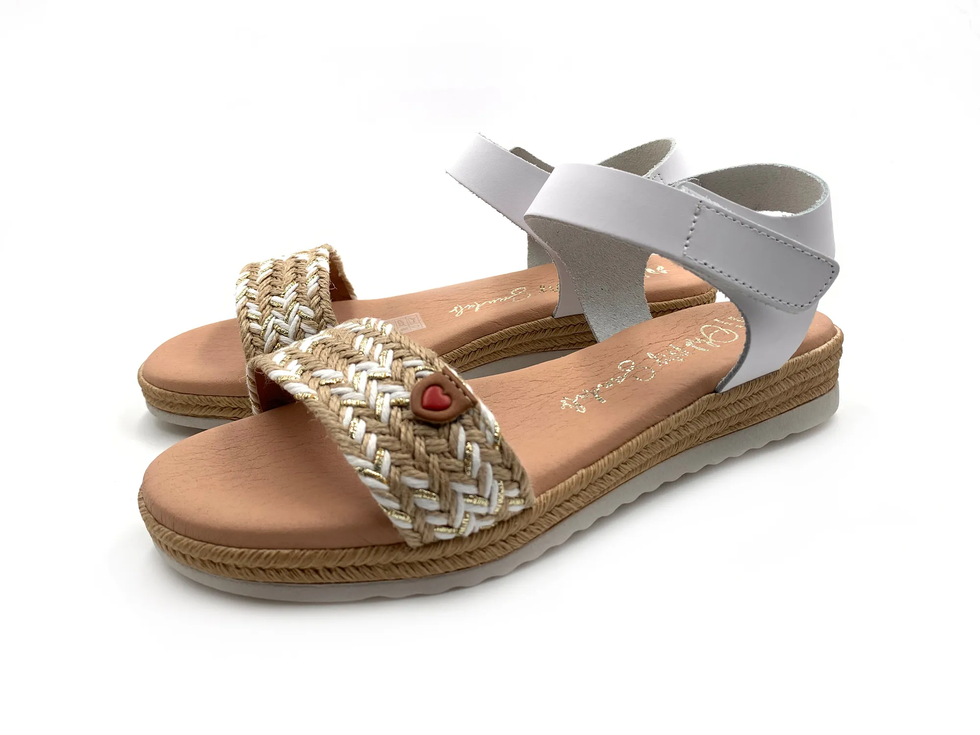Oh My Sandals 5521 Sandalia Piel Blanco Tira Rafia Niña