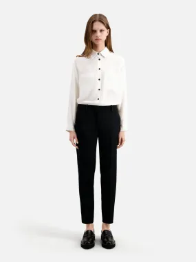 Pantalón de traje recto de crepé en negro