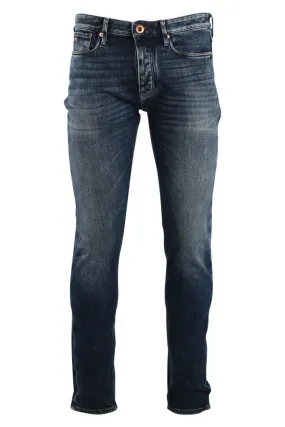 Pantalón vaquero azul con logo águila en metal dorado