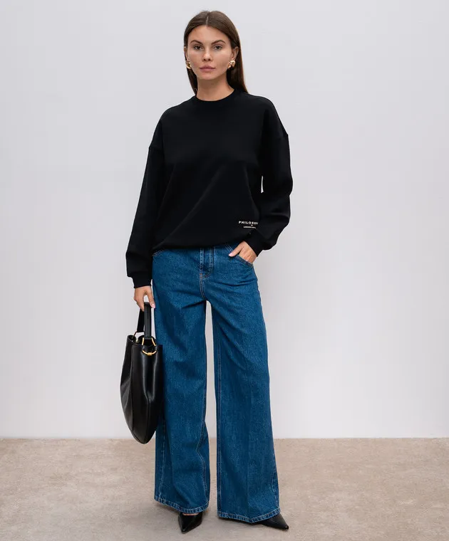 Philosophy di Lorenzo Serafini Black sweatshirt with logo print