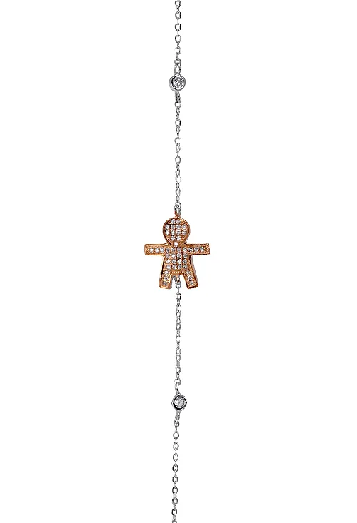 Pulsera plata bicolor con motivo niño 088_015682-3PU