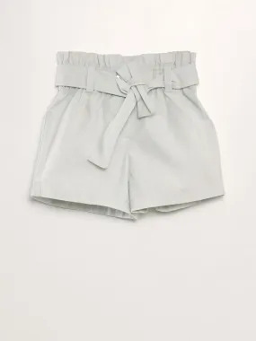 Short entallado de popelina - AZUL