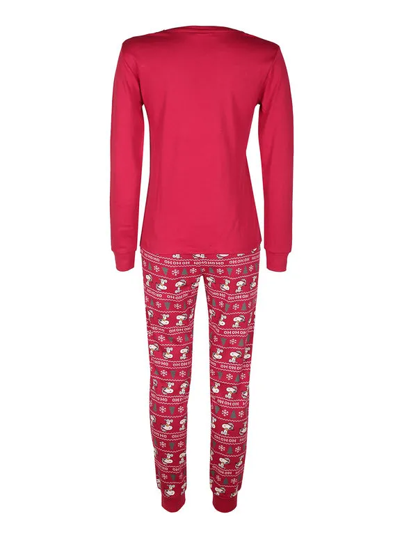 Snoopy Pijama navideño de mujer con estampado estampado en algodón interlock