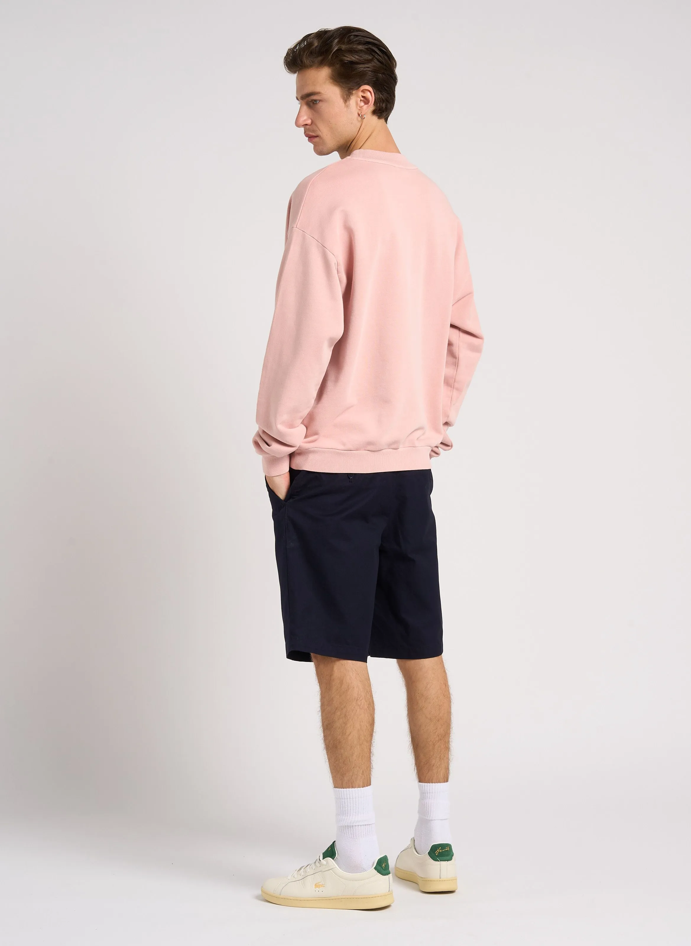 Sudadera oversize de algodón con cuello redondo en rosa