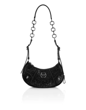 Suede Crystal Shoulder Bag