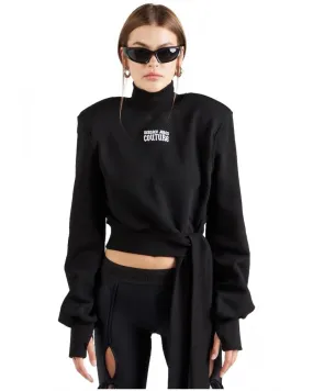 VERSACE JEANS COUTURE - Sudadera de Cuello Alto con Logo Bordado y Lazada