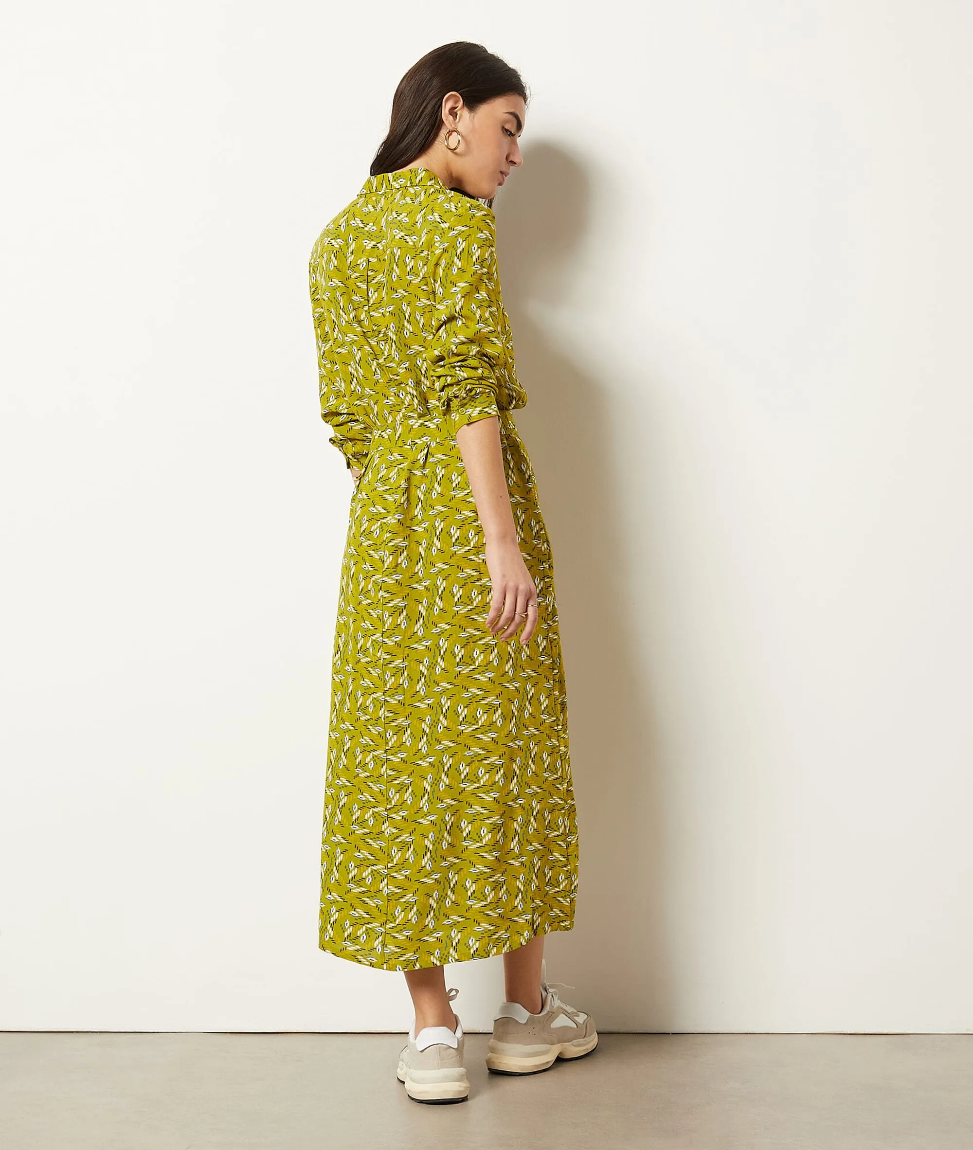 Vestido largo estampado BRIGITTA IMP FOND VERT - ETAM